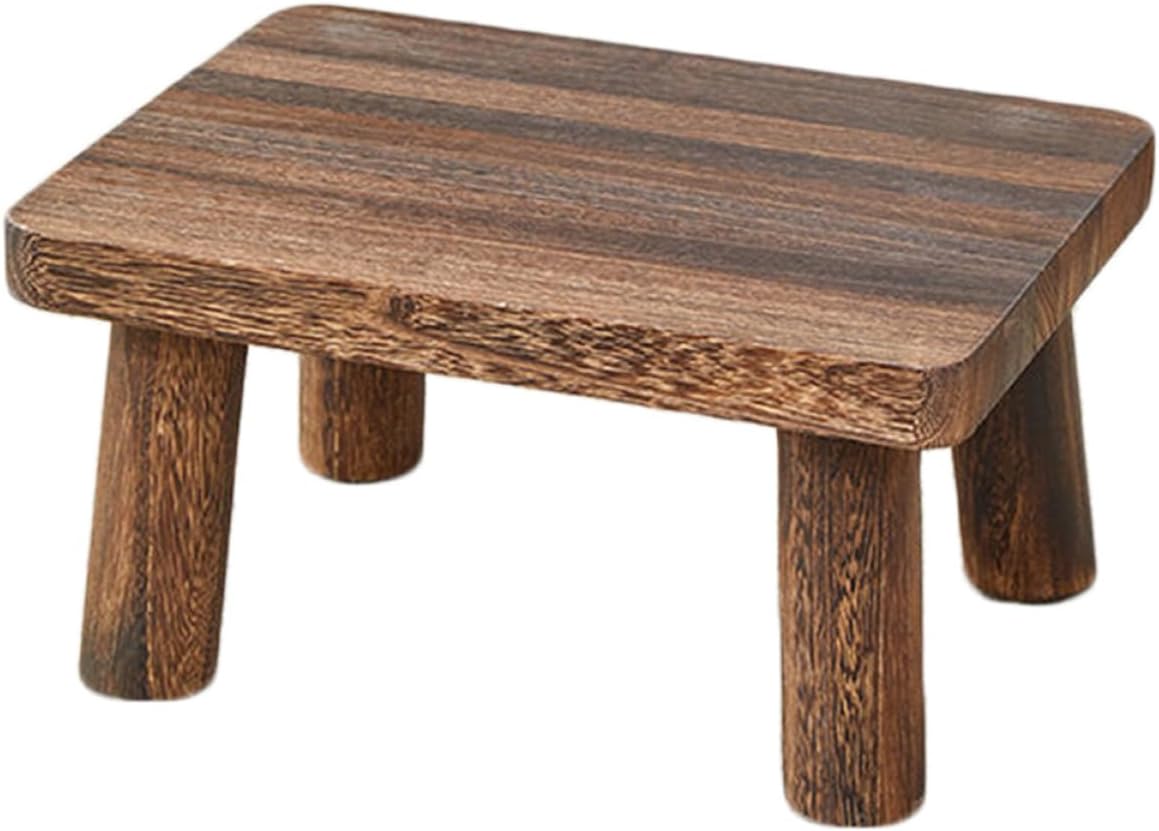 Wood Step Stool for Boys and Girls and Adults Multi-Purpose Small Rectangle Stool for Bedroom Kitchen and Bathroom Solid Wood Design Non-Slip Surface for Changing Shoes and Resting