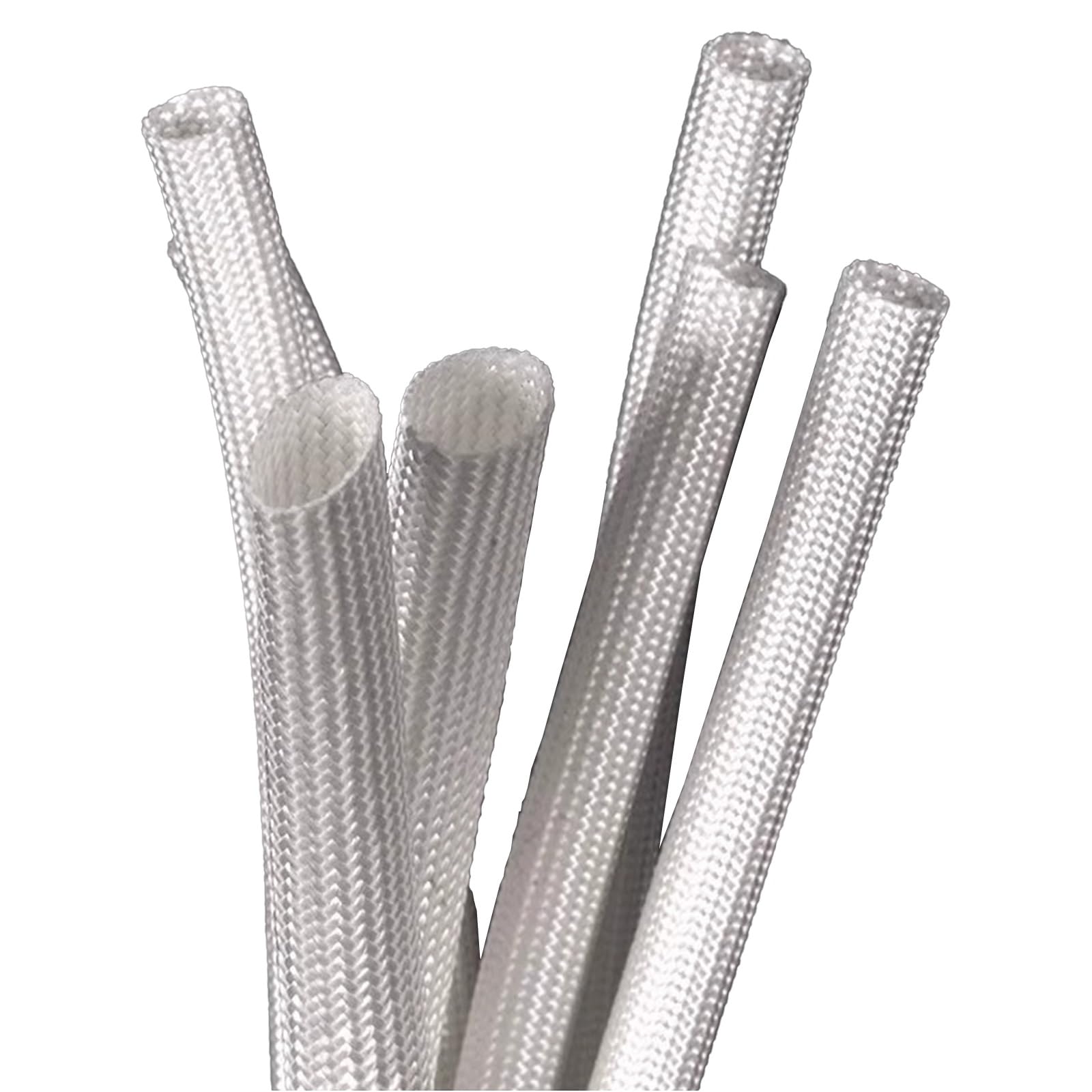 LOMNCHSG Wire Insulation Braid Fire Sleeve, Braided Fiberglass Sleeve High Temperature 600 Deg C ID1-50mm White(Inner Diameter 14mm 2M)