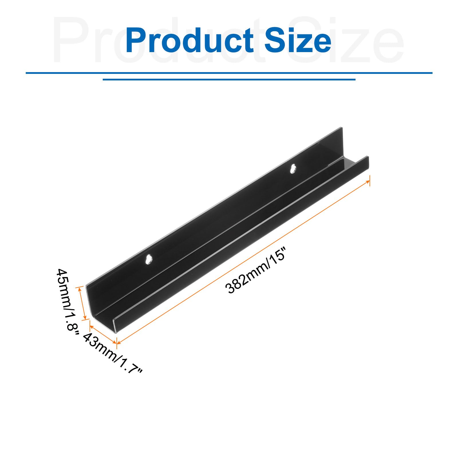 MECCANIXITY Soporte de pared acrílico para discos de vinilo de 15 pulgadas, estantes flotantes para pared, hogar, oficina, tienda, negro, paquete de 6