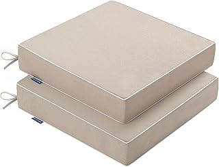 MIULEE Beige Outdoor Chair Cushions Set of 2, 19x19x3 Inch Waterproof Pa...