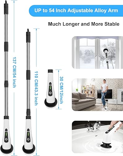 Miniatura 3 de Leebein - cepillo de limpieza eléctrico giratorio, cepillo de limpieza inalámbrico con 8 cabezales reemplazables, limpiador de bañera y azulejos de