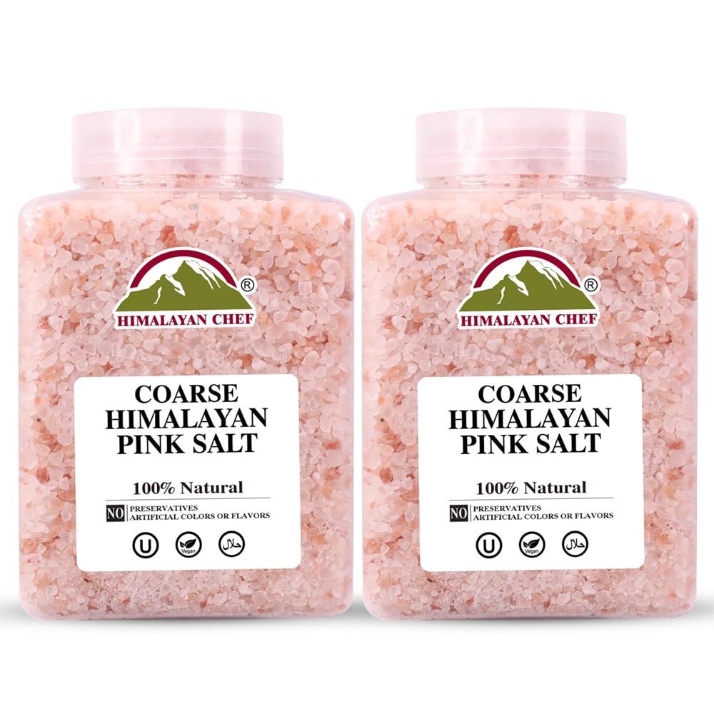 Himalayan Chef Coarse Salt for Grinder Refill, 5 lbs jar, Contains 84+ Trace Minerals, Perfect for Cooking, Pink Curing Salt for Meat, for Salt Grinder and Salt Mills - Pack of 2