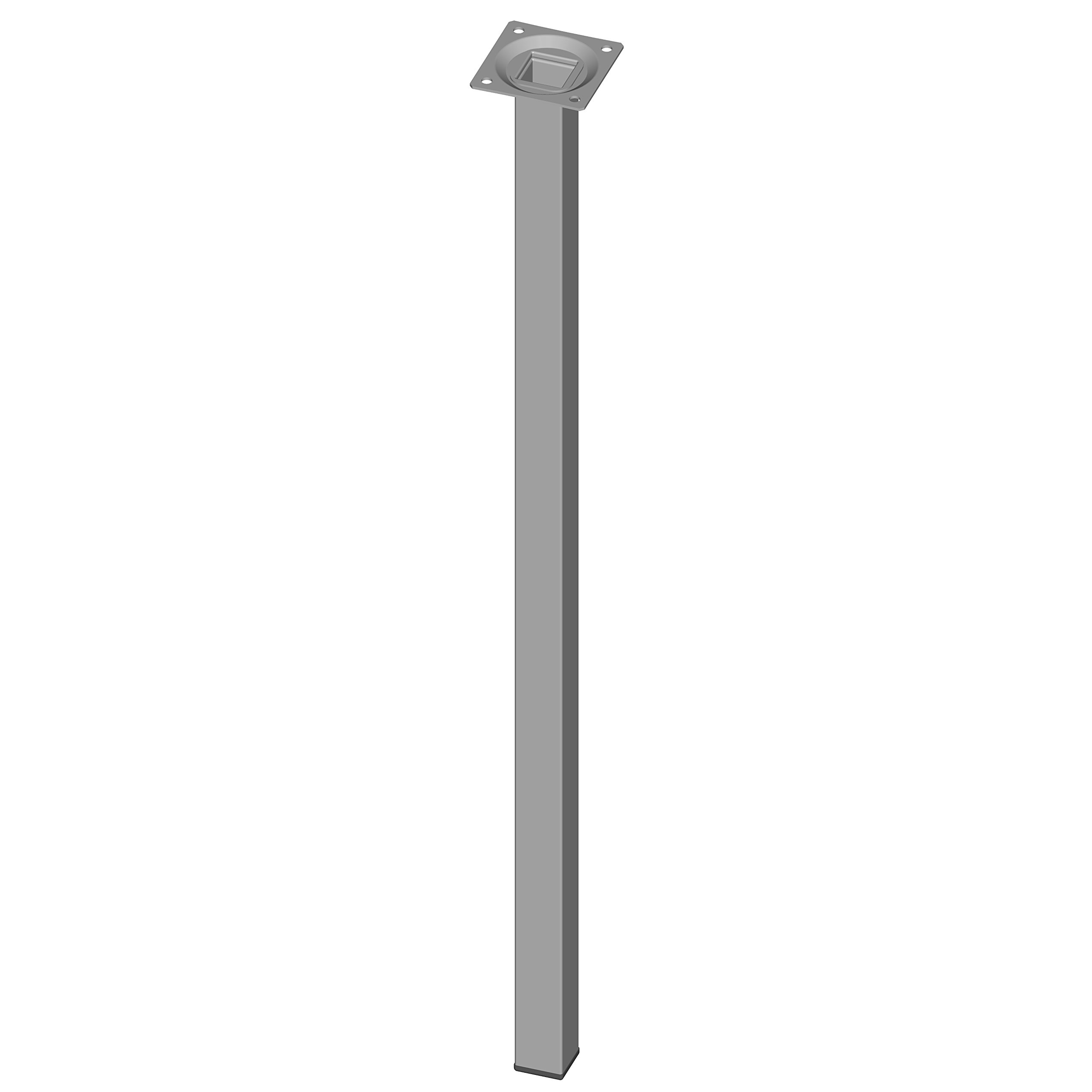 Element System18133-00309 600 mm Length 25 x 25 mm Diameter Square Steel Pipe Furniture Legs includes Screw-Mounting Plate - White Aluminium (4-Piece)