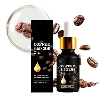 Coffee Black Seed Oil for Face & Body, Skin Coffee Bean Oil Anti Wrinkle Facial Serum with Caffeine, Natural Coffee Infused Moisturizer for All Skin Types, Non Greasy and Lightweight, 1 Fl Oz 1pc