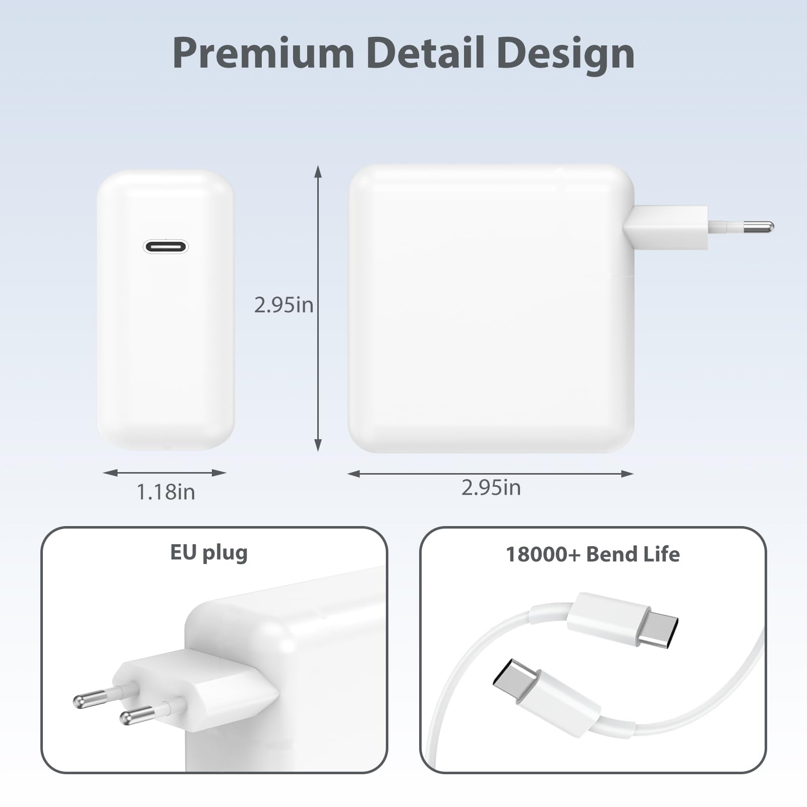 Chargeur MacBook Pro 67W USB C pour MacBook Air 2020/2019/2018, MacBook Pro 13/14/15/16 Pouces, Adaptateur Alimentation USB-C avec Câble 2 Mètres