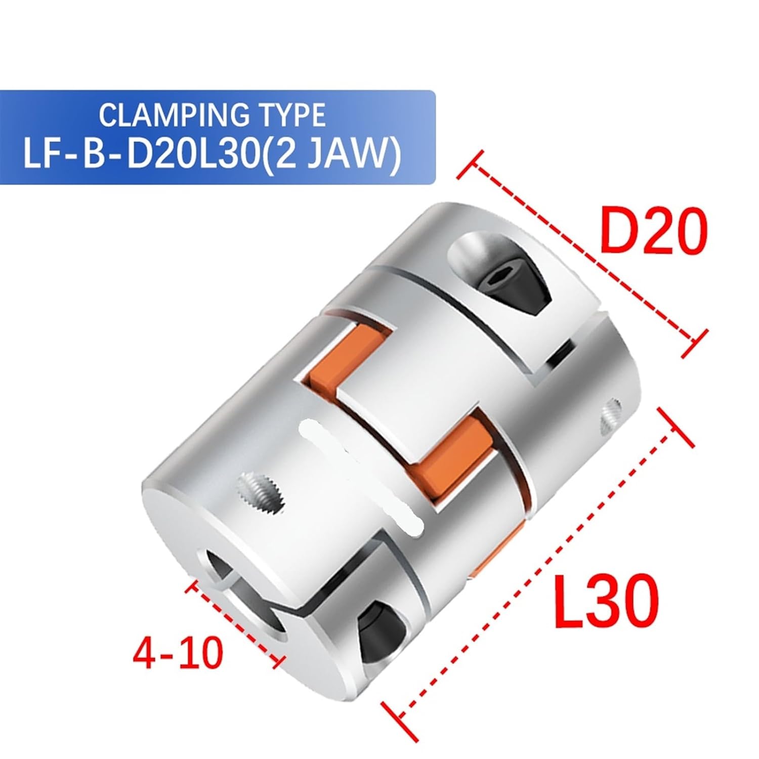 LF Two Jaw D20L30 Coupler Aluminium Plum Flexible Shaft Coupling Stepper Motor Connector 4/5/6/6.35/8/10mm 1Pcs(D20 Plum star gasket)