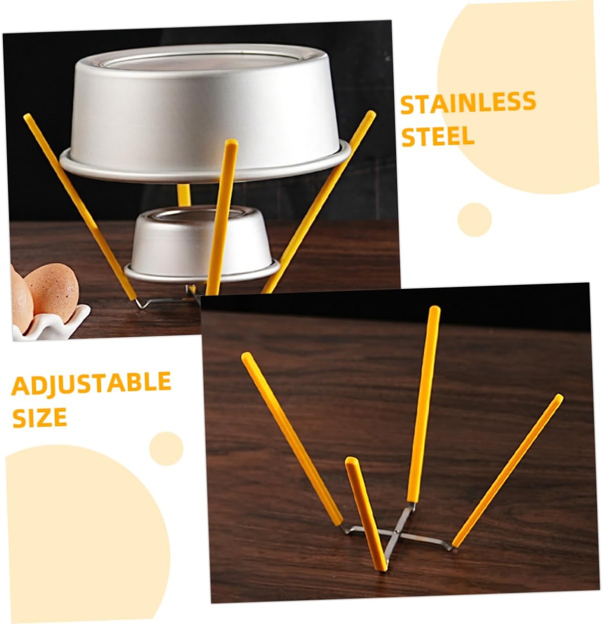 Zerodeko 2pcs Foldable Stainless Steel Cake Cooling Rack Adjustable Nonstick Dessert Stand for Molds Slip Support for Baking Pastry Cooling