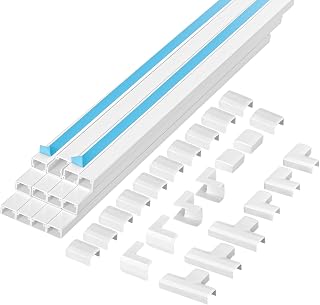 VINATO Kabelkanal Weiß Selbstklebend, Kabelkanal Weiss Selbstklebend, Kabelführung Wand Kabelschacht Weiss für Kabelmanagement, Kabelführung (15mm*10mm, 12 Stück, 4.8m)