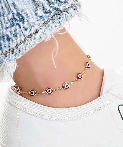 Miniatura 2 de Barzel Tobillera chapada en oro de 18k con ojo malvado - Hecha en Brasil