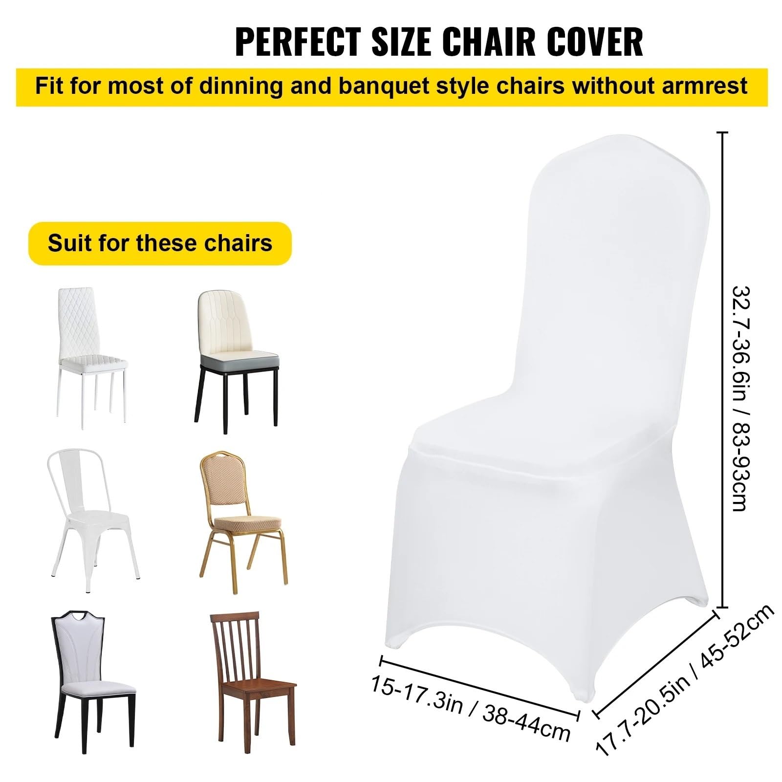 Stuhlhussen 50/100 Stück Hochzeit Stuhlhussen Spandex Stretch Schonbezug for Restaurant Bankett Hotel Dining Party Universal Stuhlbezug(Arch-Front White,50PCS)