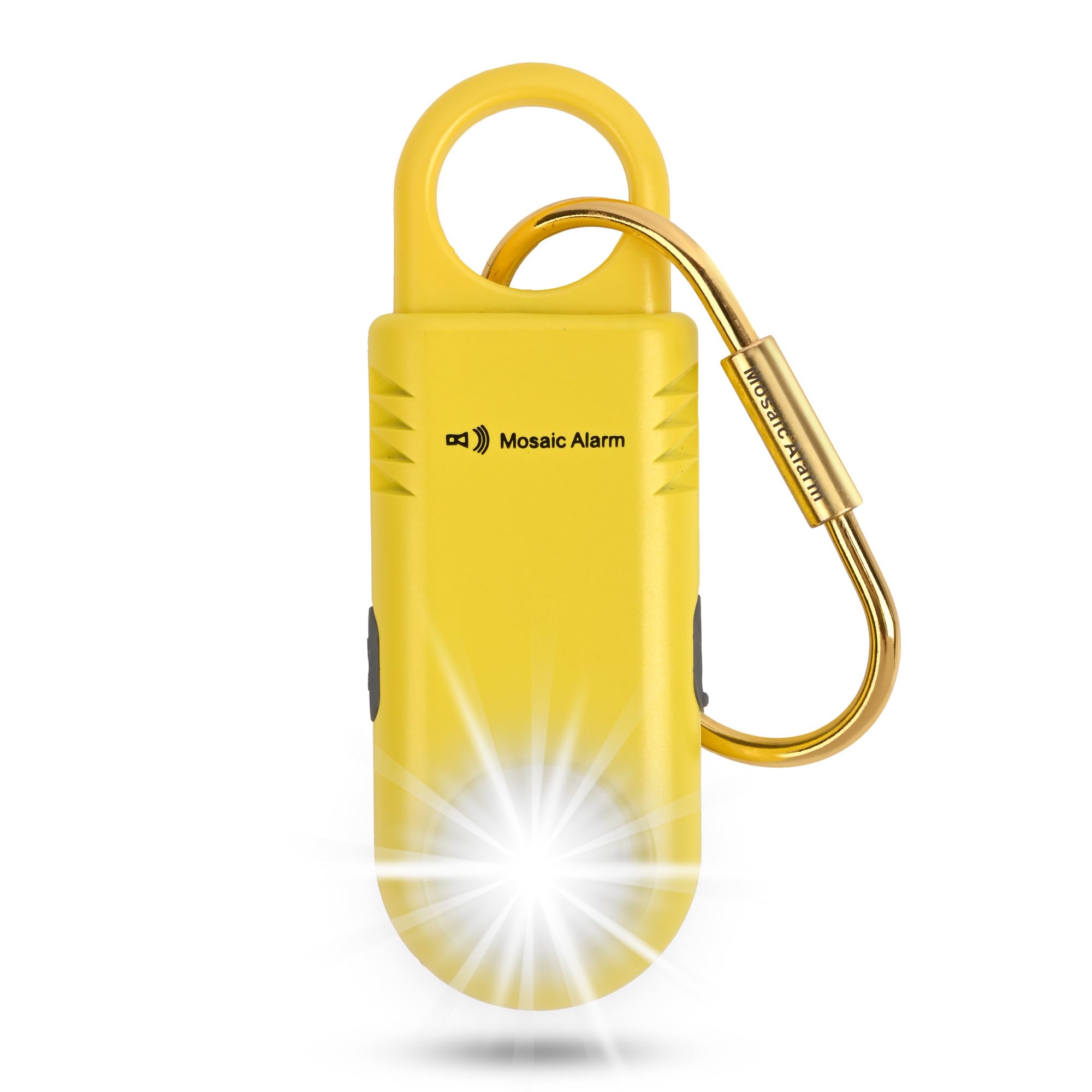 135dB Rechargeable Personal Safety Alarm Built-in Ultra-Bright Torchlight. Non Slip Grip Keychain Emergency SOS Siren for Women, Students. Loud Sound Hiking Bear Alerts. Yellow