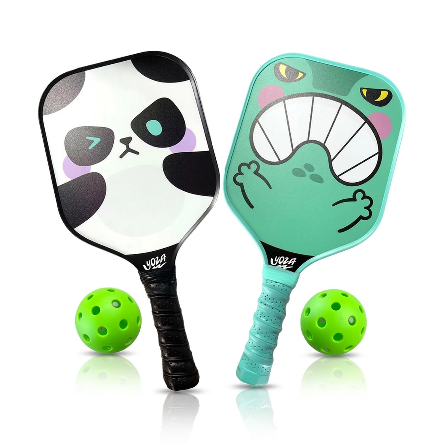 Kids Pickleball Paddle Set of 2 - Includes 2 Pickleball Paddles with 2 Balls, Lightweight, Fiberglass, Better Control, Beginner Racket, Perfect