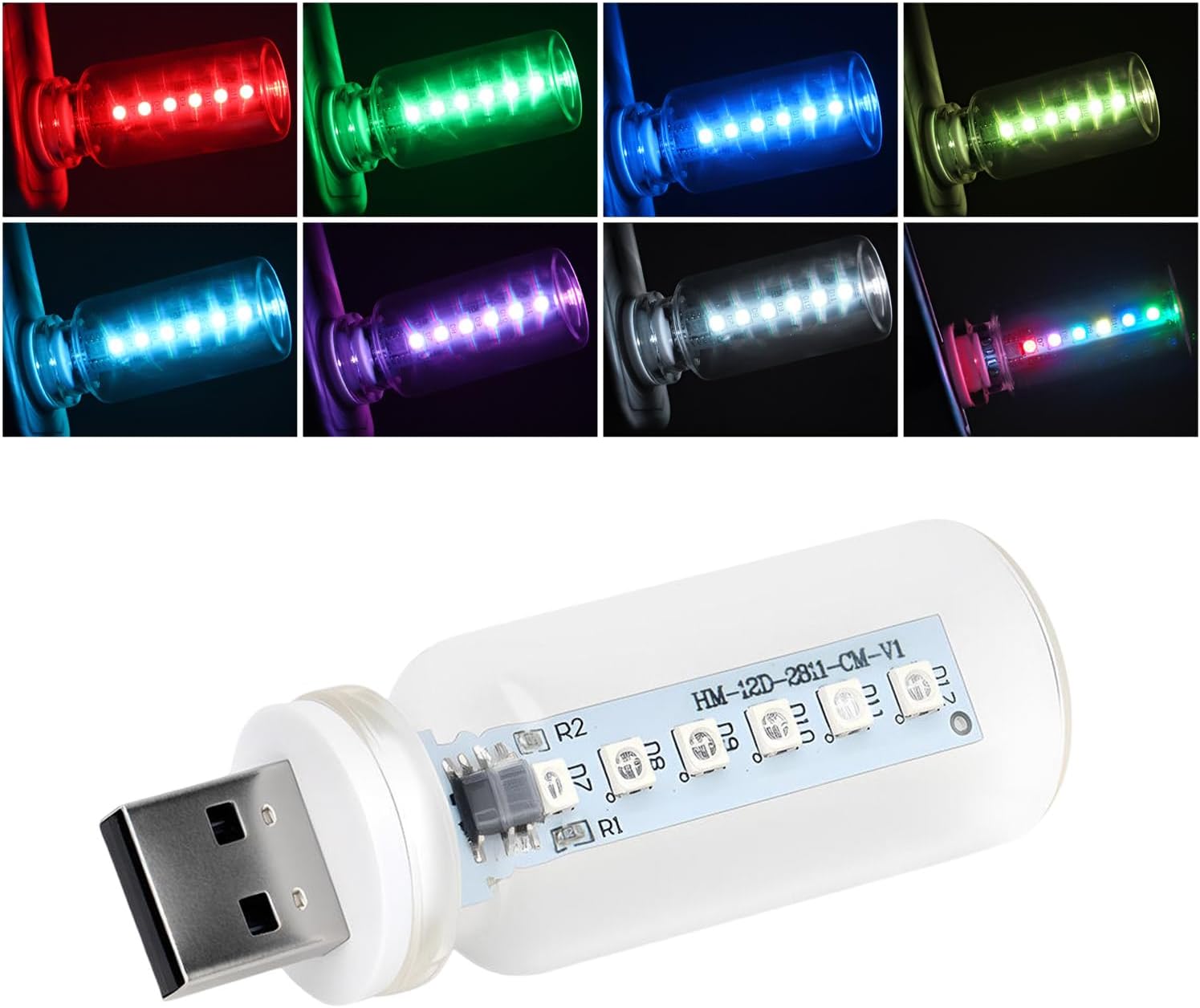 Car USB Lights, 13 in 1 Touch Adjustment Car Night Light Glass Bottle LED Atmosphere Lamp, 13 Modes & 7 Colors USB Lights Portable Ambient Lamp for Vehicle Home Camping