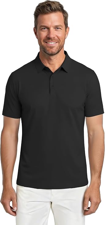 Soojun Mens Polo Shirt with Aero-Soft Cotton-Feel Performance Top, Athletic Fit Unrestricted Movement Executive Polo