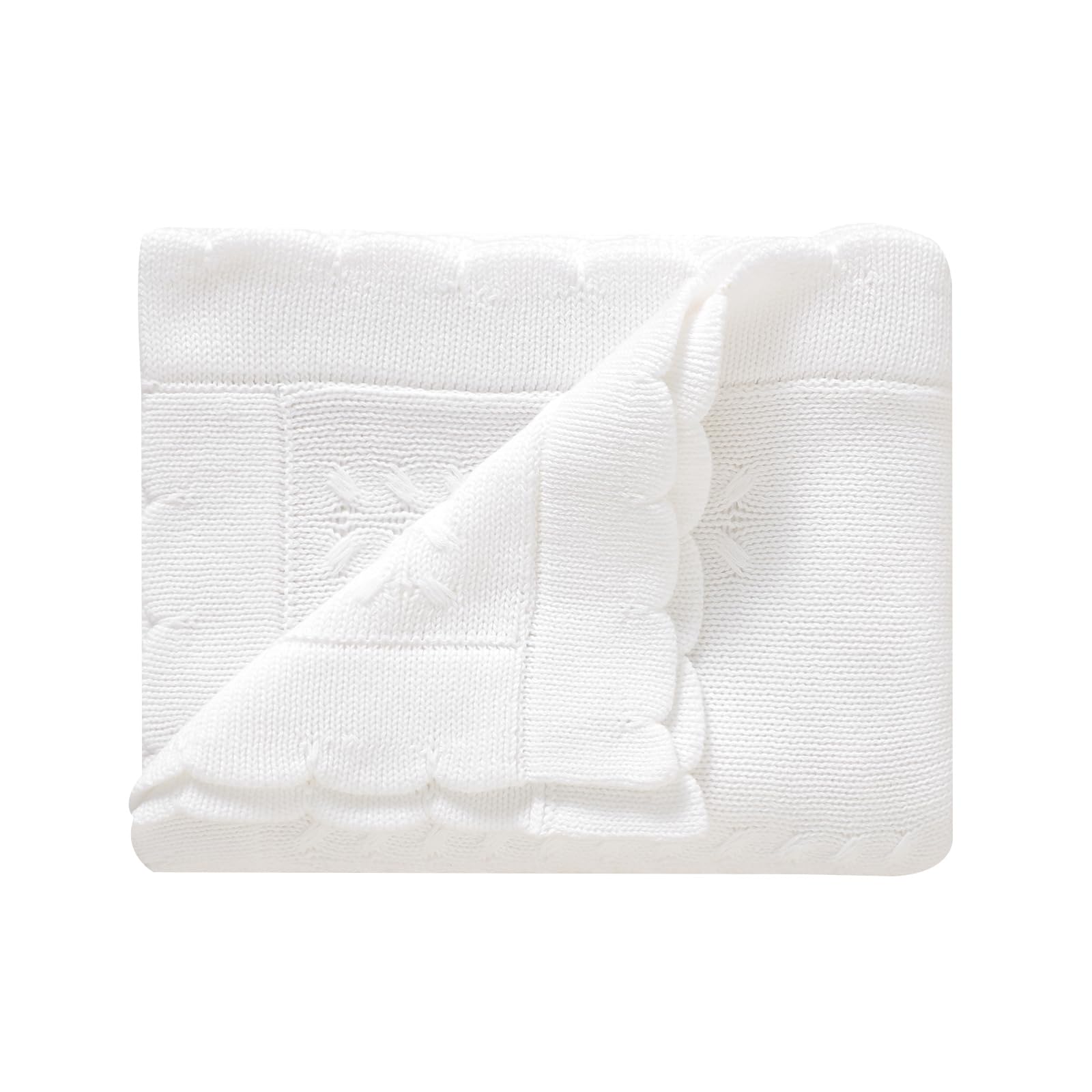 DovFanny Cotton Crochet Knitted Baby Blanket Soft Swaddling Blanket for Newborn Infant Boys & Girls, Fits Cot, Crib, Moses Basket, Pram