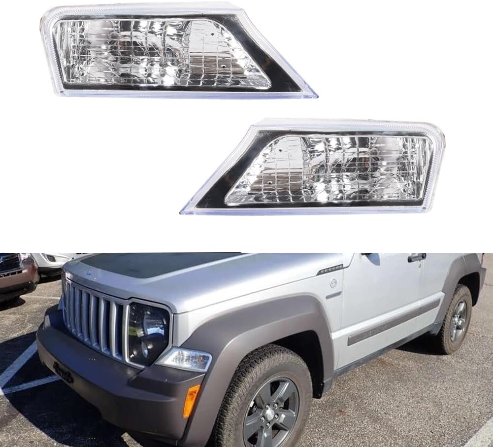 For 2008 2009 2010 2011 2012 Jeep Liberty Front Bumper Signal Side Marker housing Amber Lens 57010124AA-PFM, 57010125AA-PFM，‎CH2520145, CH2521145