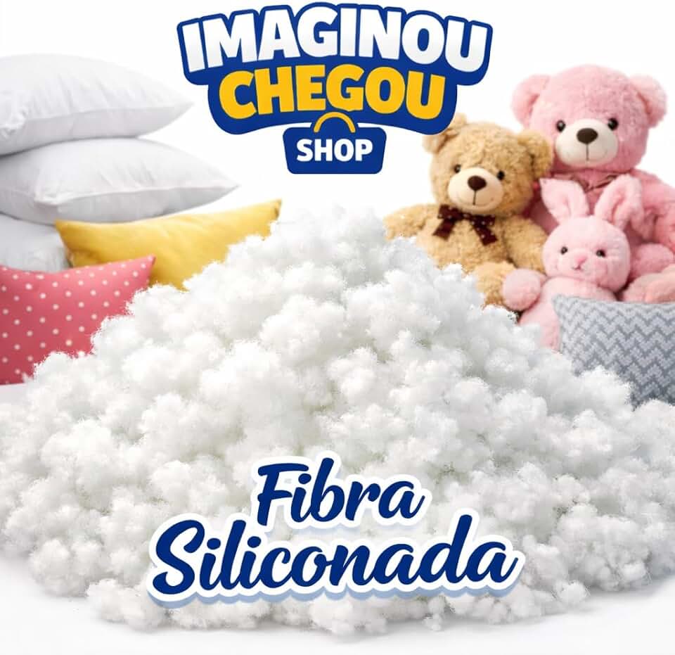 Enchimento de Fibra Macia Siliconada, para travesseiros, Almofadas e Pelúcias, Imaginou Chegou Shop 1KG