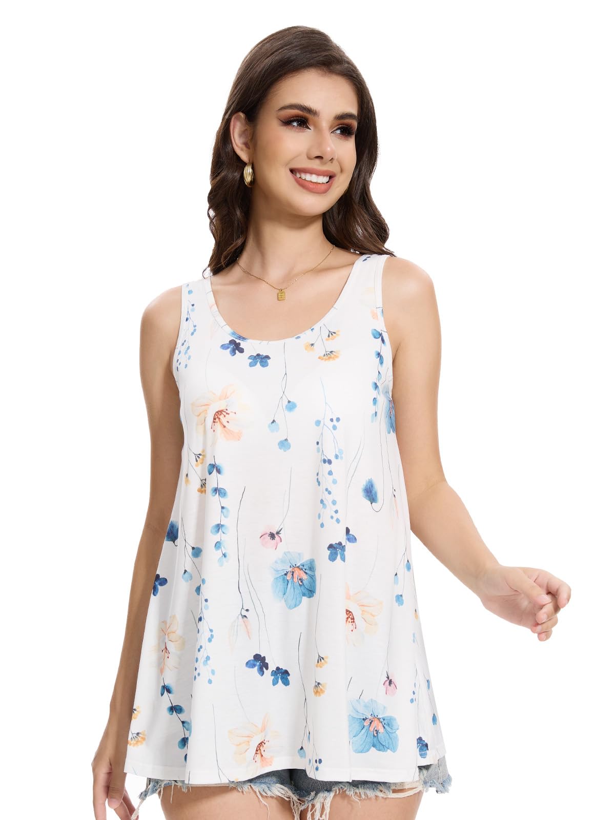 Knuffnee Canottiera da donna con reggiseno integrato, vestibilità larga, senza maniche, taglie S-XXXXL