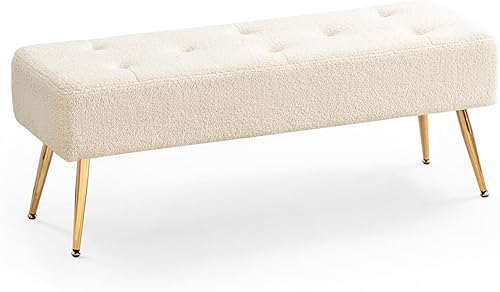 Miniatura 11 de Furnimart Banco otomano de 44 pulgadas para dormitorio, banco tapizado en el extremo de la cama con patas doradas para sala de estar, dormitorio,