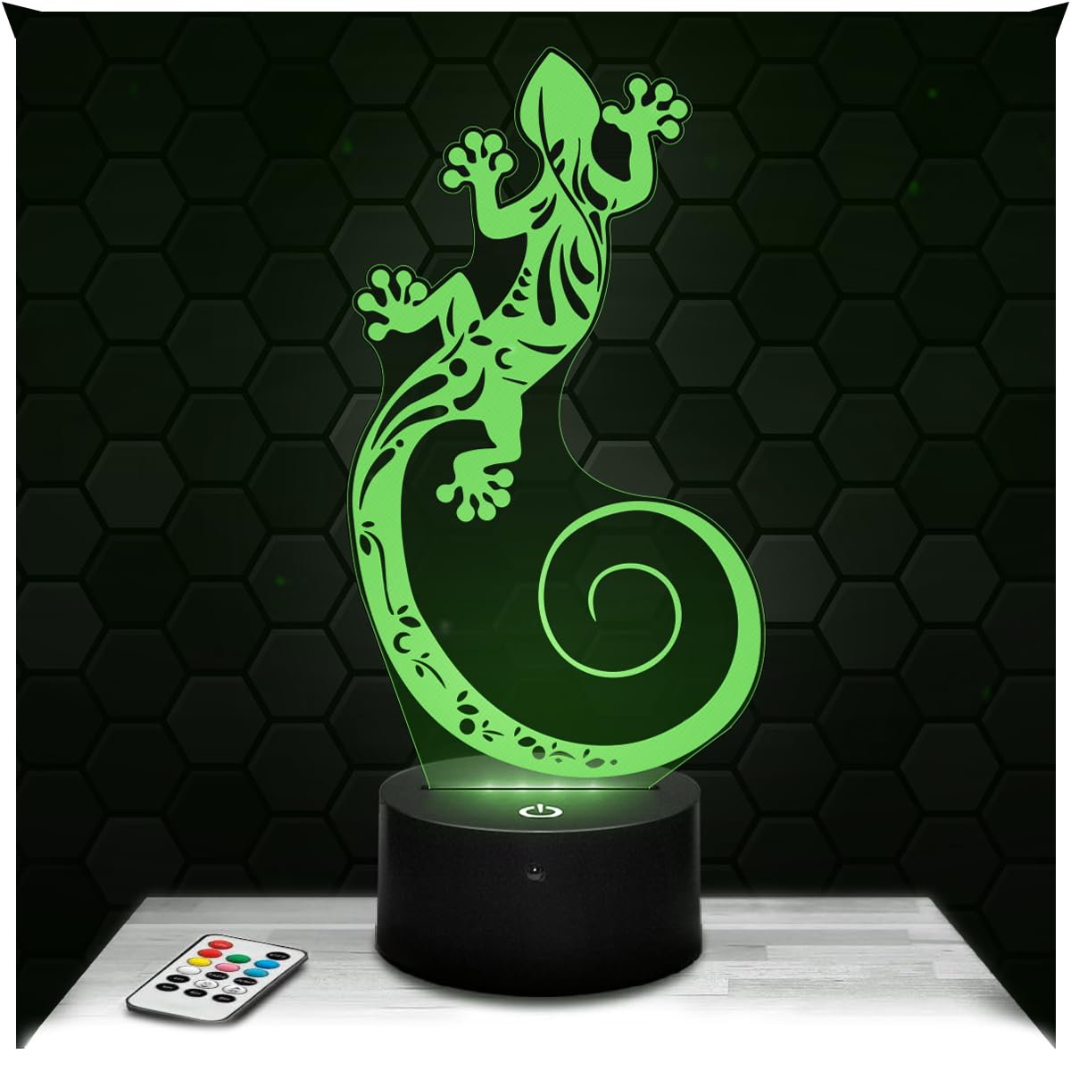 Lampephoto.fr - Salamander 3D Lamp Animal Touch Night Light Led, 3D Hologram Effect, Christmas Birthday Gift Idea for Boy or Girl, Room Decoration Object