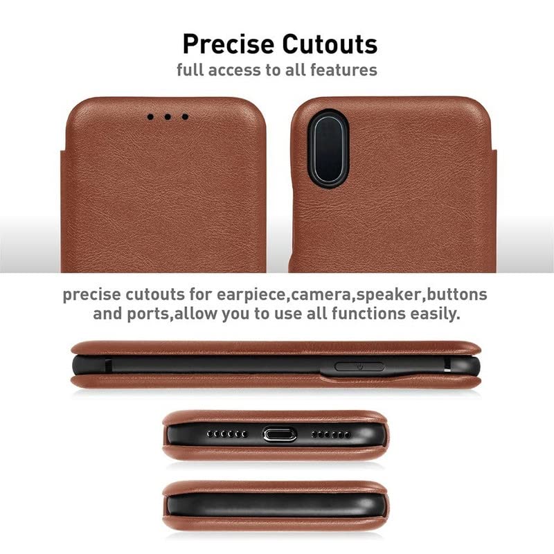 Image of WHITBULL Royal Leather Magnetic Flip case Compatible with Apple iPhone Xs Max (6.5 Inch) Brown
