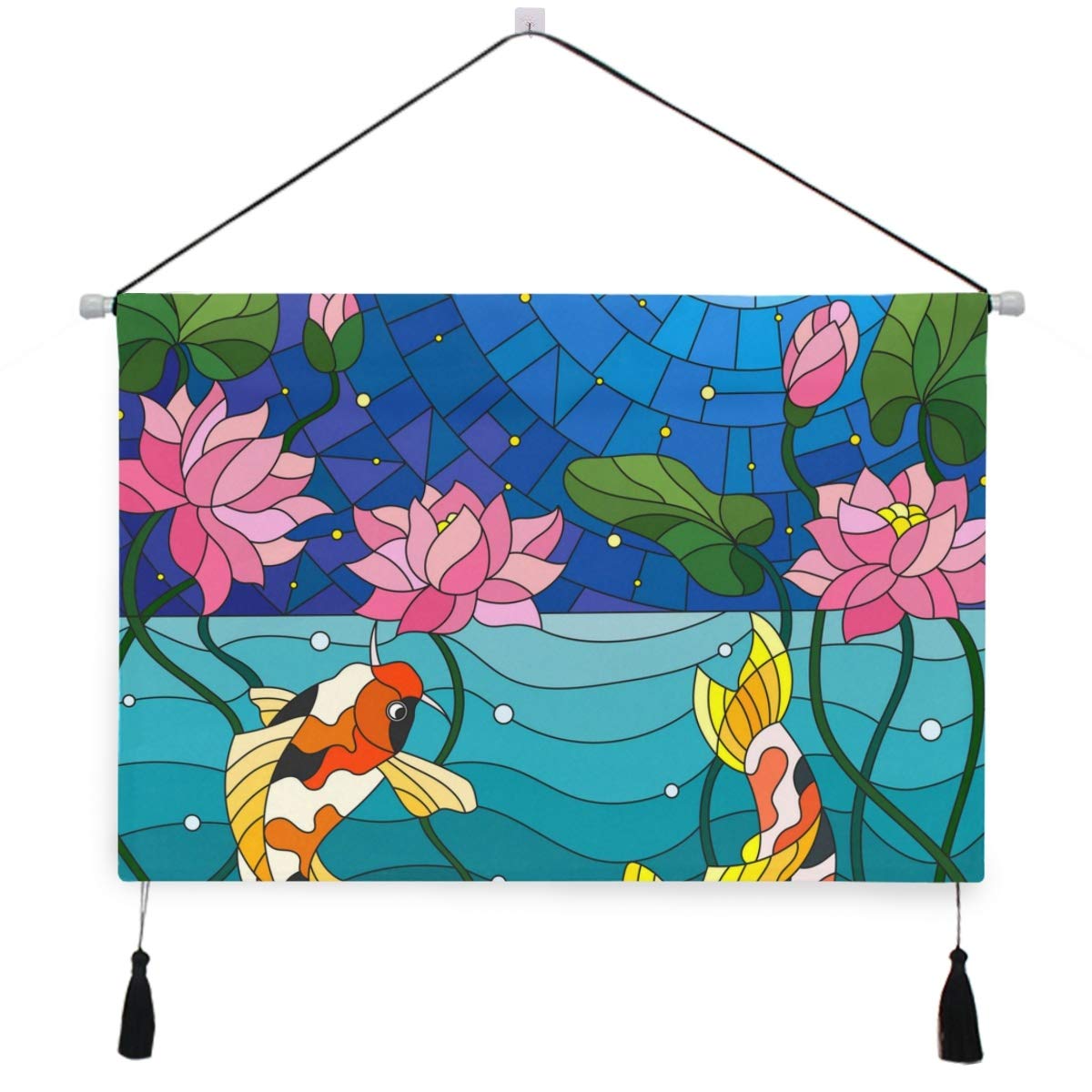 Amazon Co Jp Geevosunタペストリー イラストステンドグラス風鯉 壁掛けポスター おしゃれ インテリア モダン 多機能 お店 壁や窓の飾り 個性ギフト 新居祝い ホーム キッチン