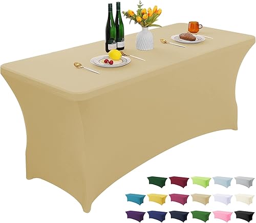 AZON Mantel de elastano elástico de 6 pies, lavable y resistente a las arrugas, mantel rectangular ajustable para cocina, fiestas, banquetes, bodas,
