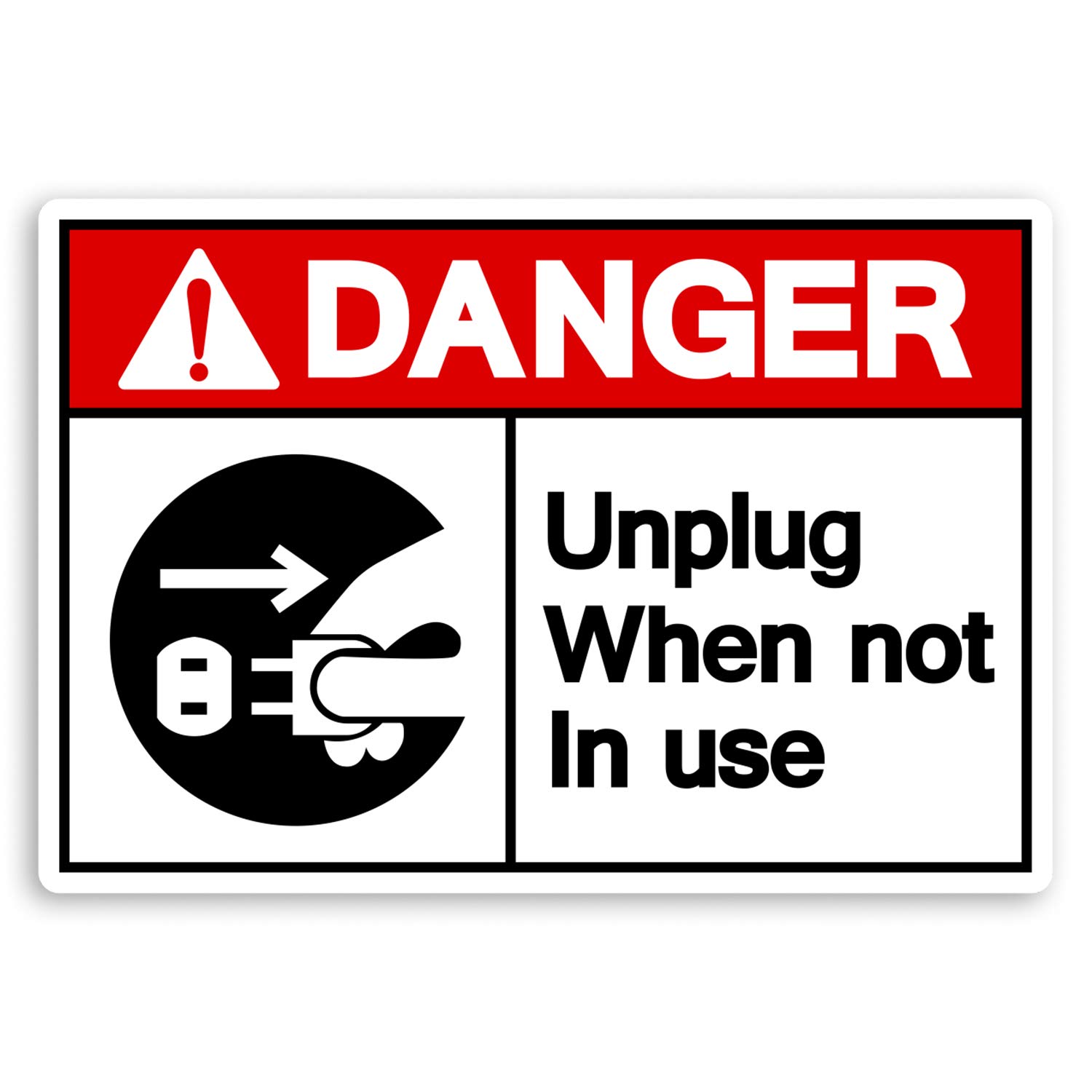 Destination Vinyl Ltd Multi 2 X 10Cm Danger Unplug Sign Vinyl Stickers - H&S Office Workshop Sticker #31705 (10Cm Wide)