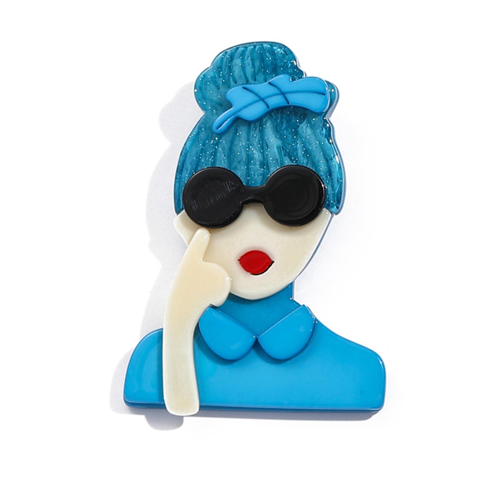 Elegante broche acrílico de dibujos animados – Pin en forma de gafas de sol para mujer – Accesorios ligeros de lujo de gama alta