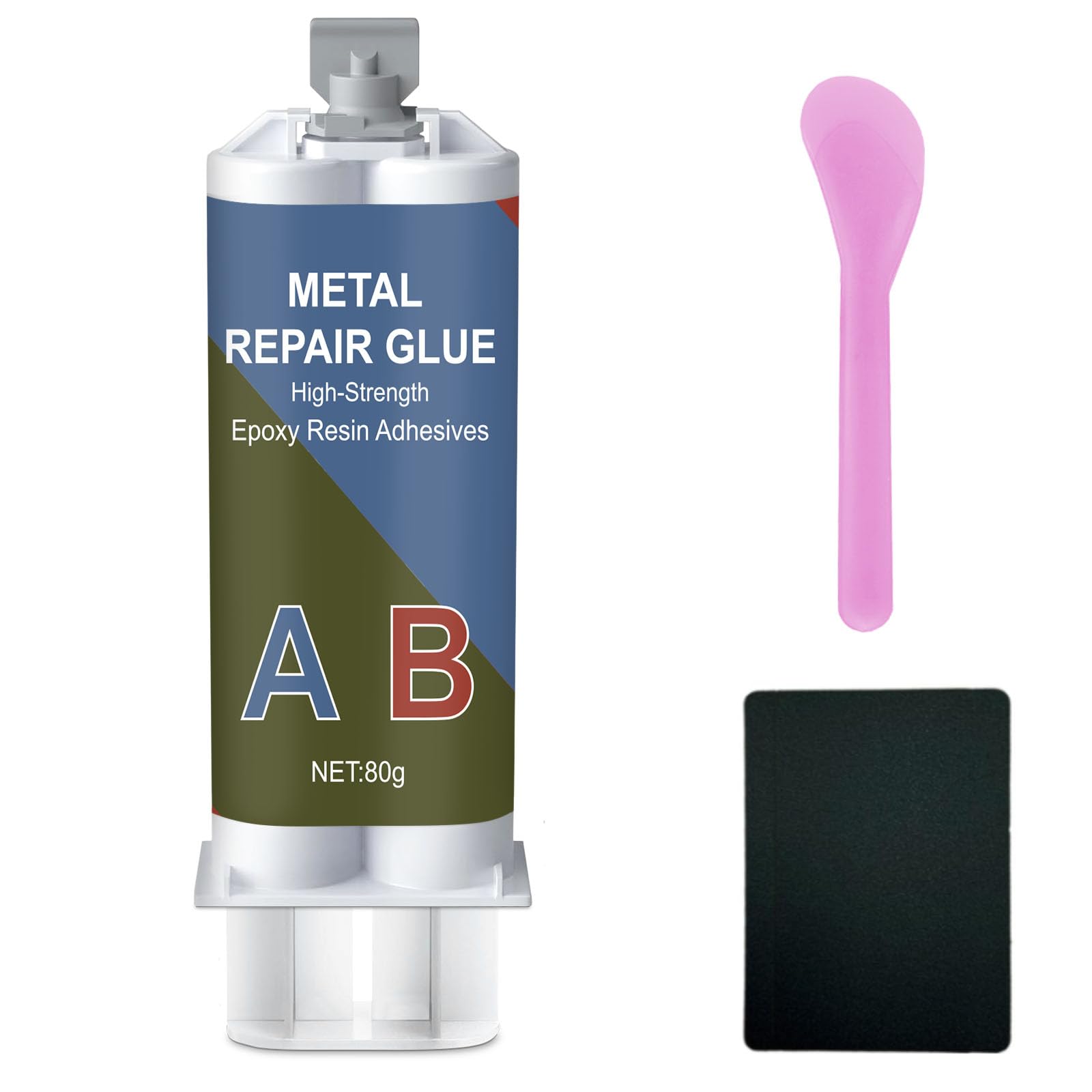 Metal Glue Heavy Duty Waterproof, AB Super Glue for Metal, Heat-Resistant, Suitable for Cast Iron, Ceramic, Hard Plastic (80g)