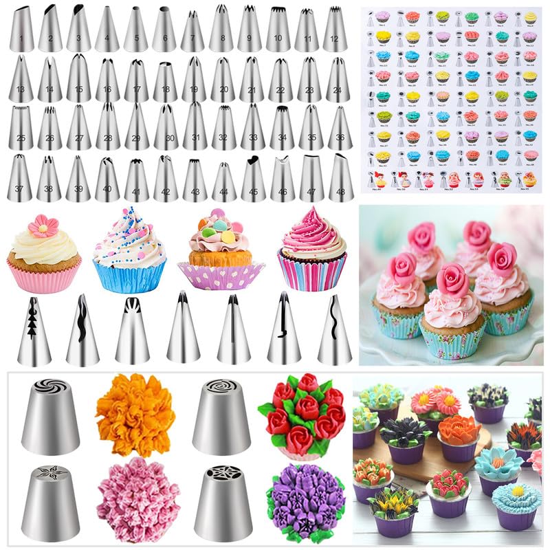 Nifogo Kit Patisserie Douille Patisserie 301 Pièces, Accessoire Patisserie, Plateau Tournant Gateau, Poche a Douille, Caissettes Cupcake