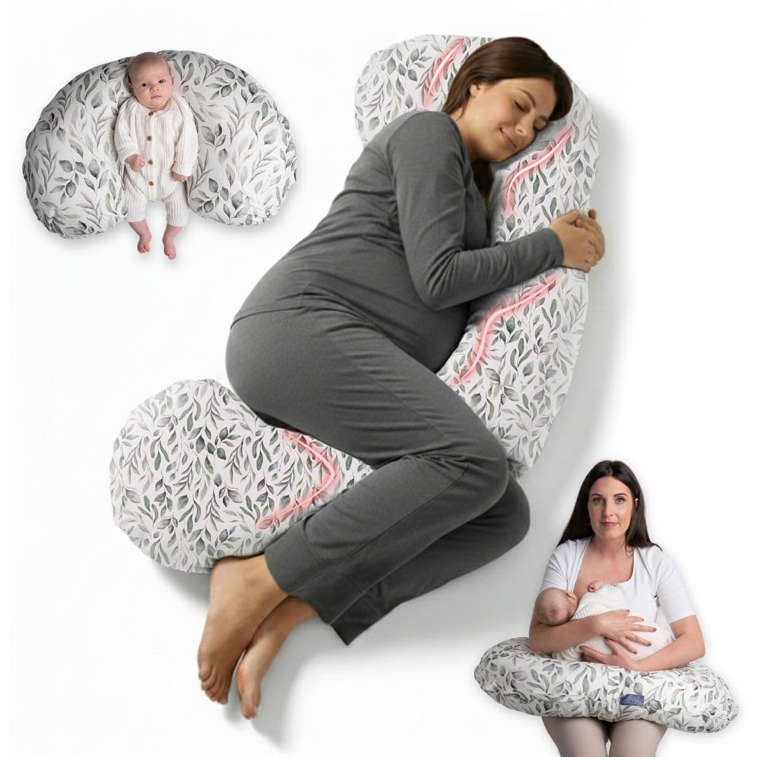 Sponsored Ad – BellaMoon 3 in 1 Pregnancy Pillow – Full Body Pillow Support for Pregnant Women - Adjustable C Shaped Pregnancy Pillows for Sleeping, Nursing & Baby Lounger - Washable Organic Cotton Cover