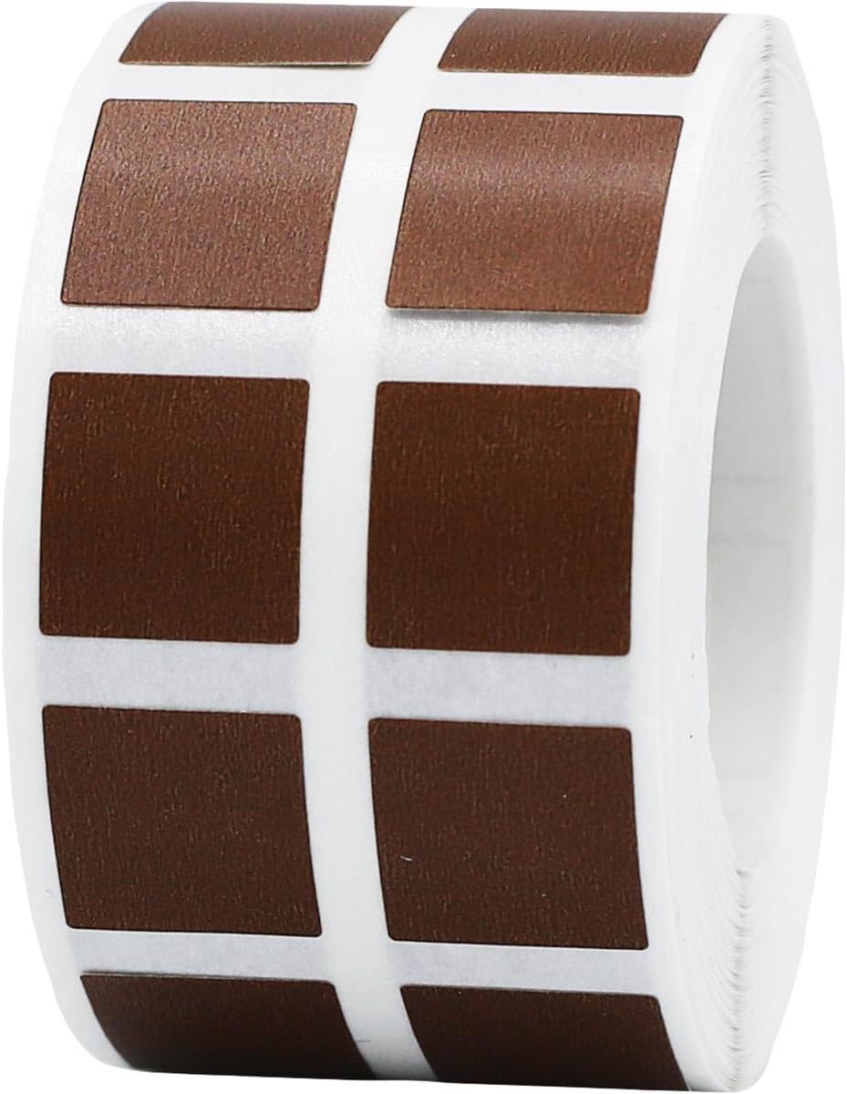 Brown 1/2" Inch Square Adhesive Labels 1,000 Color Coding Dot Stickers for Efficient Inventory Management, Crafting Projects, and Organizational Tasks in Offices, Schools, and Homes