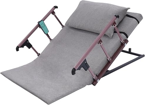 Electric Lifting Bed Backrest for Elderly, Electric Adjustable Bed Backrest with Foldable Aluminum Guardrail, Short Cushion & Pillow for Elderly/Pregnancy Care, Single & Double Beds Grey