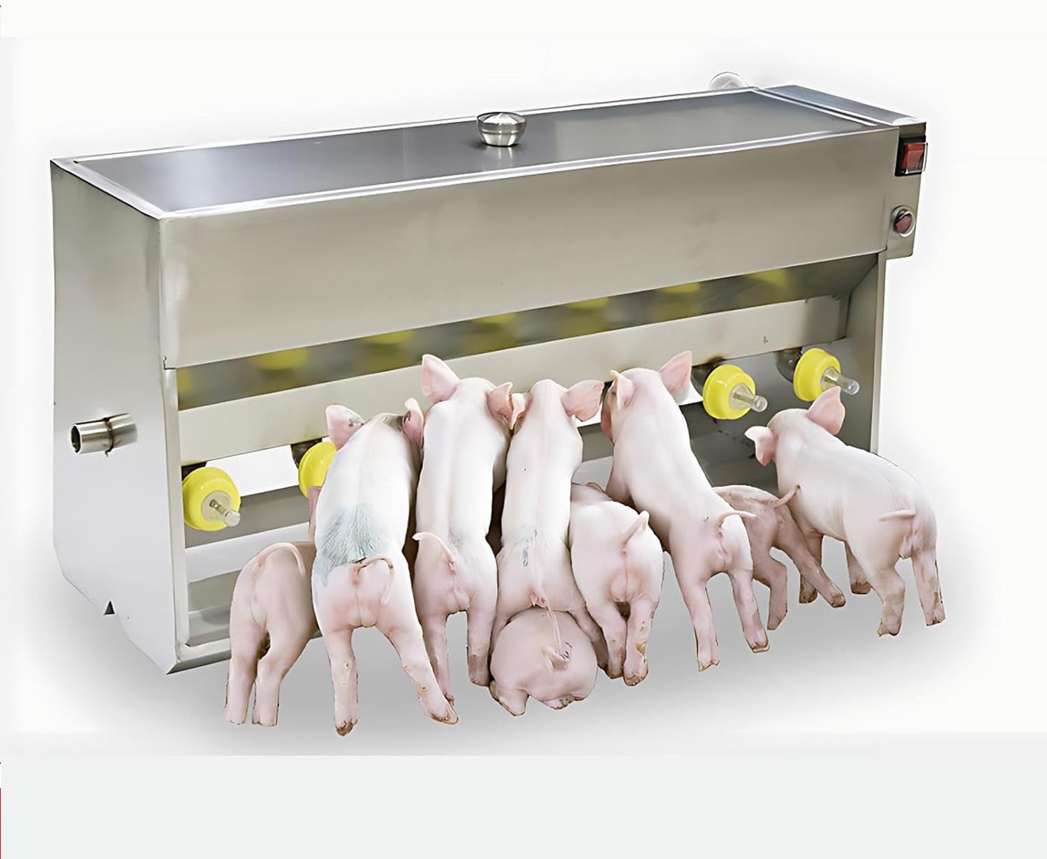 Stainless Steel Piglet Lactation Feeder, Automatic Stirring Little Pig Milk Feeding Machine, Piglet Nursing Bottle with 10/14 Nipples, 15L/20L Capacity for Livestock Feeding 10Nipples