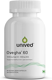 Unived Ovegha 60 | Algae-Derived Omega-3 | 600mg DHA Per Serving (highest DHA/serving) | Vegan, No Fish Oil | Brain, Hear...