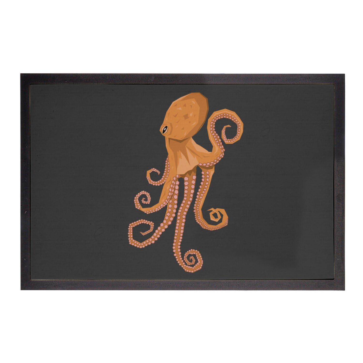 Paillasson noir pieuvre orange 75x50cm tapis de porte entrée mer