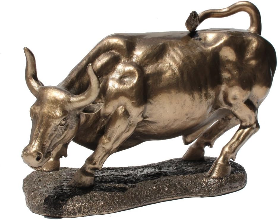 Unicorn Studios 9.5 Inch Figurine Replica Bull Polished Bronze Hued
