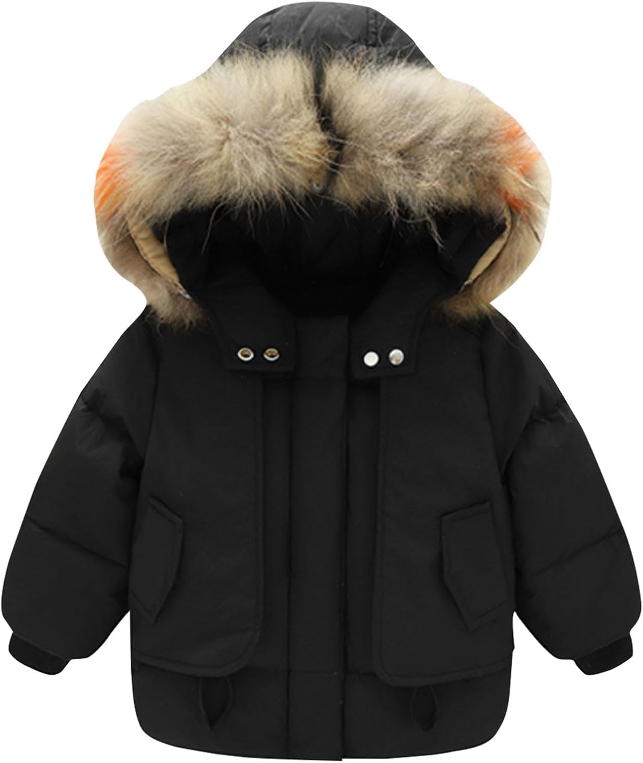 Traje de esquí de Dos Piezas con Cuello de Piel Grande para niños Traje de esquí Impermeable y a Prueba de Viento Pantalones de esquí para niños y niñas Traje cálido