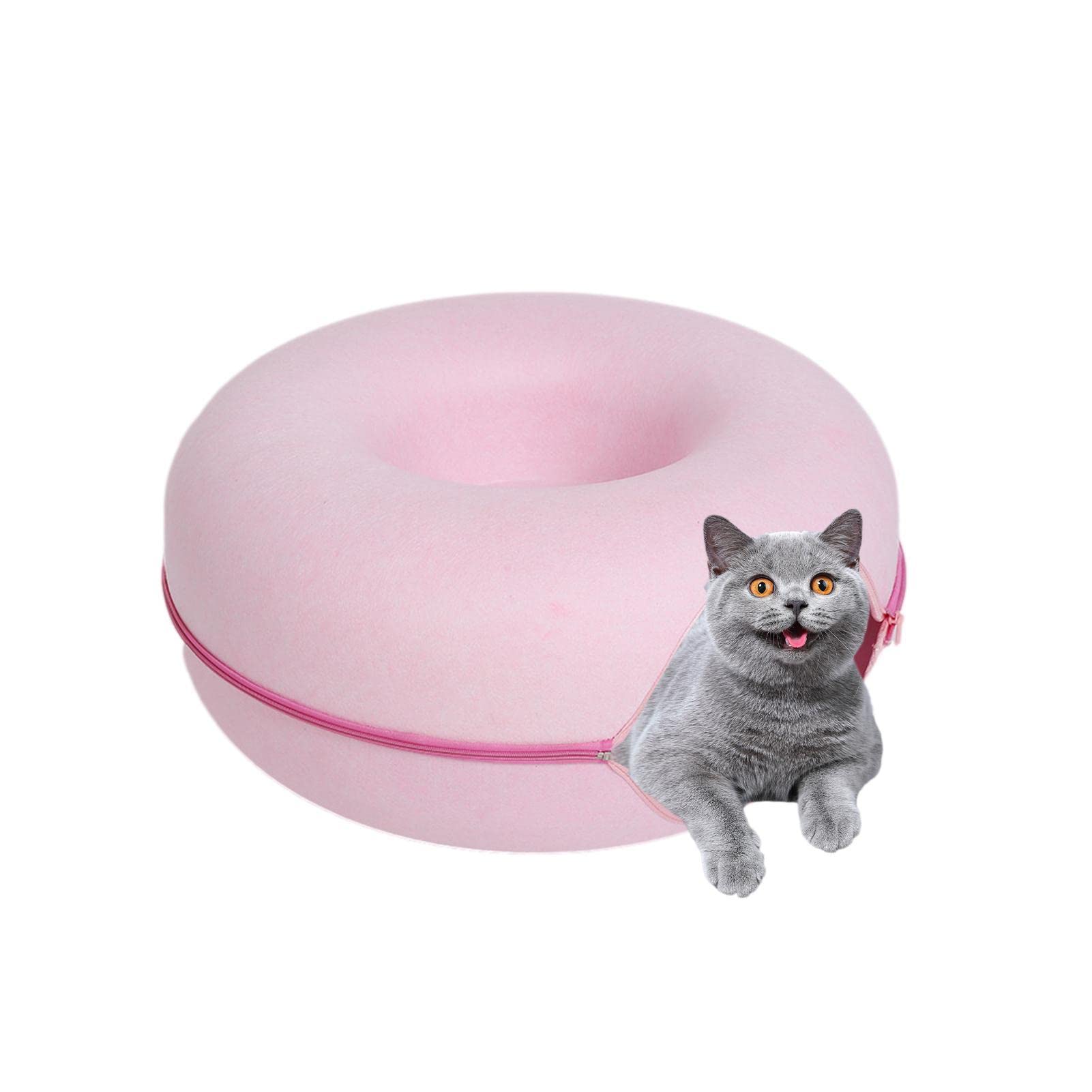 Fly Lit Tunnel pour Chat,Lit Tunnel pour Lapins - Tunnel Rond pour Chat, interactifs pour Chat pour l'ennui, Conception Mignonne Beignet, Puzzle Chat, Fournitures