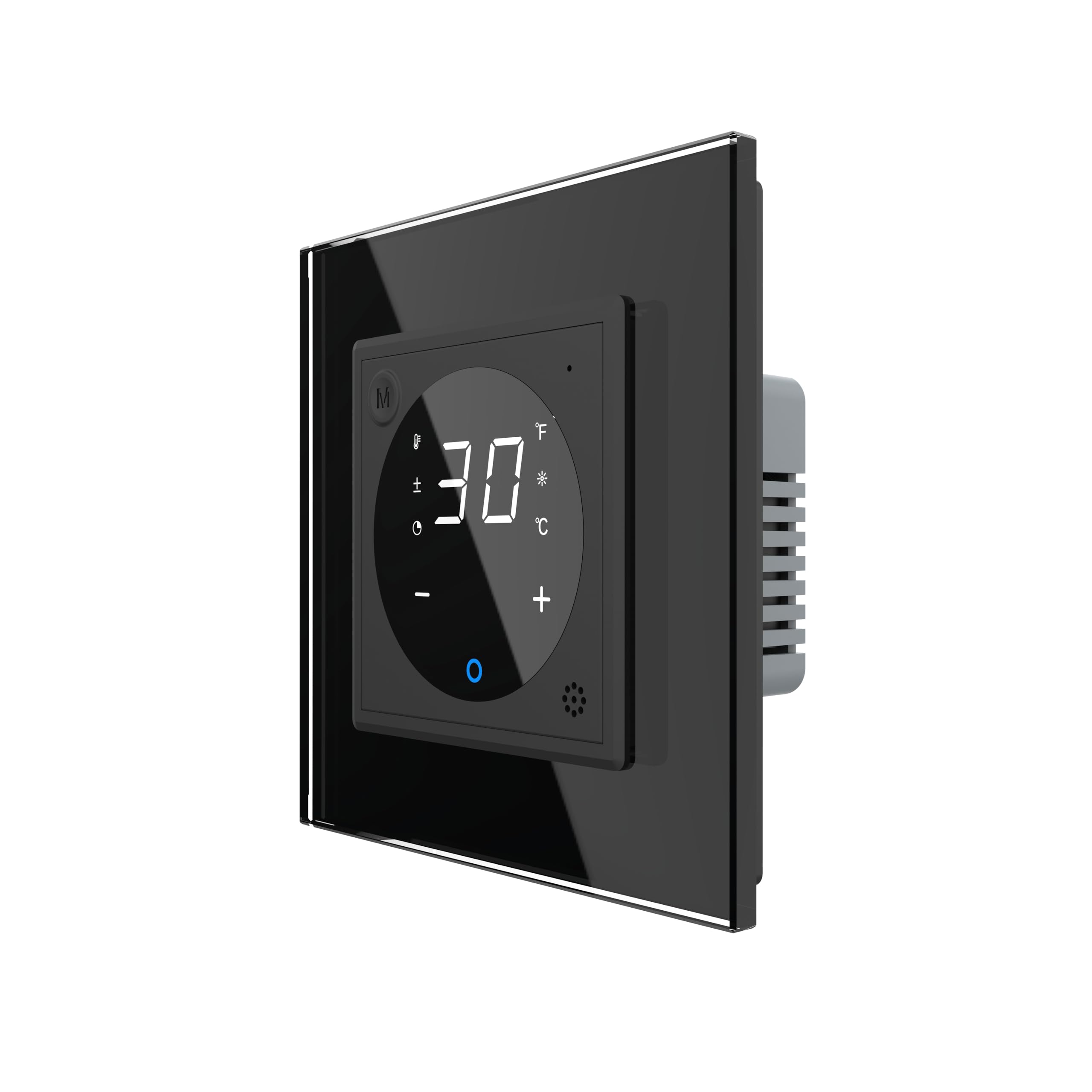 LIVOLO Raumthermostat Thermostat mit Glas Rahmen für Heizung Fußbodenheizung optional mit Bodenfühler Schwarz