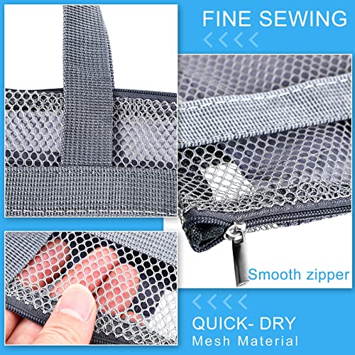 Tudomro-5-Pcs-Mesh-Shower-Caddy-Portable-Shower-Bag-Bulk-Quick-Dry-Tote-Bag-Lightweight-Hanging-Toiletry-Bath-Organizer-for-College-Dorm-Gym-Swimming-Beach-Travel-Games-Sports-Gray-Handle