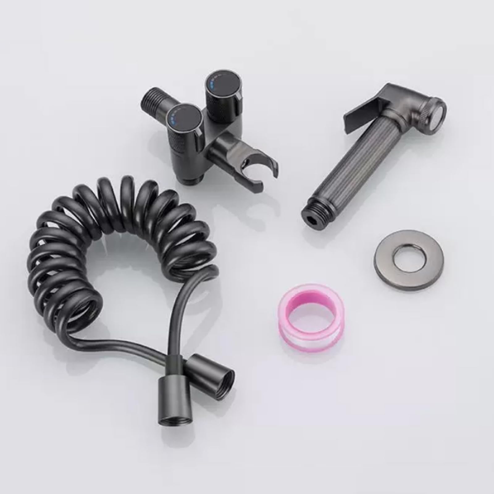 Juego De Bidé para Inodoro Latón Cromado Doble Salida De Agua Kit Bidet para WC Interfaz G1/2 con Manguera Orificio Único Montado En La Pared Se Puede conectar Al Inodoro