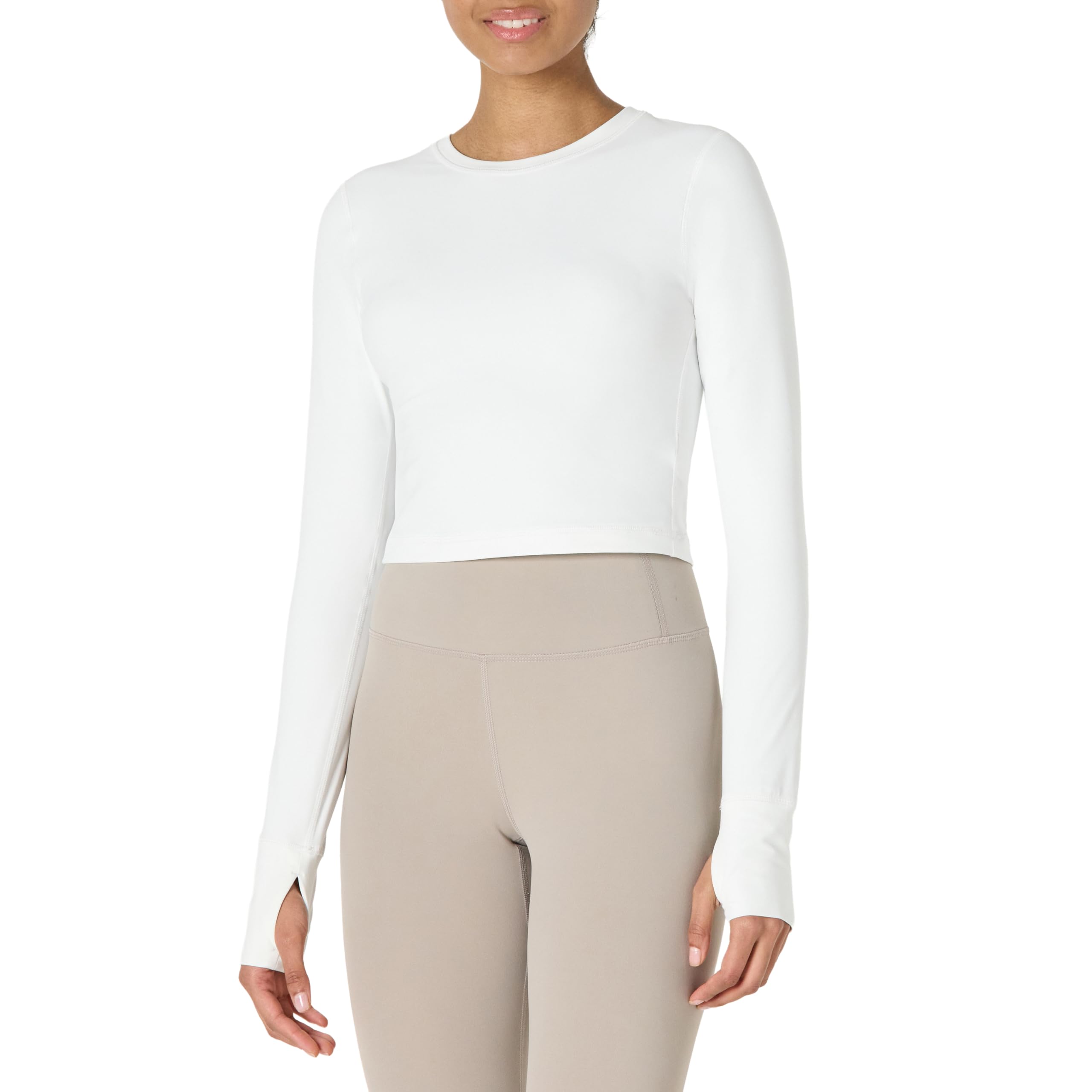 Amazon Essentials Damen Active FormFlex Buttery Soft Bauchfreies Layering-Workout-Top, mit kurzen Ärmeln und schlanker Passform