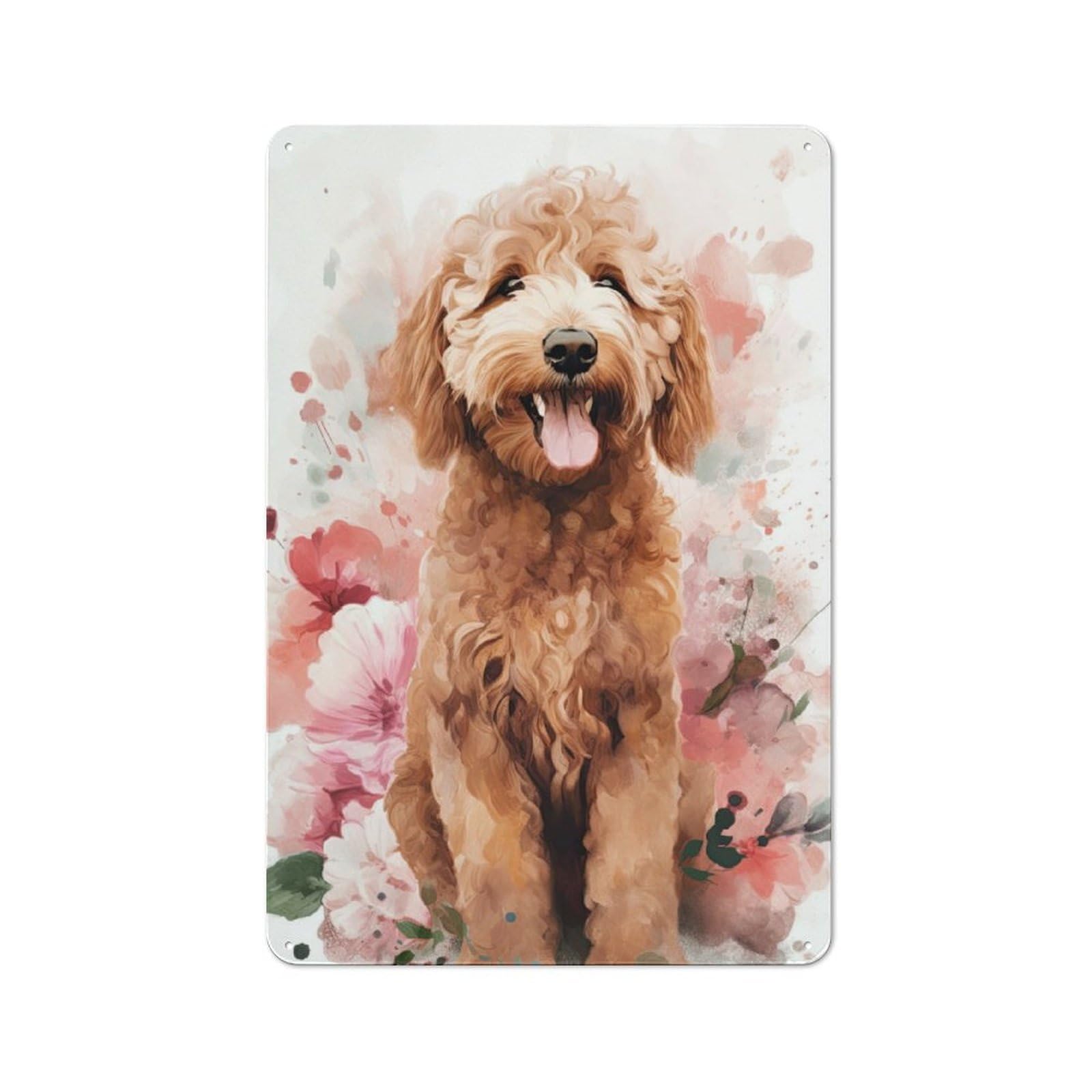 Junmoney Style-18 Fluffy Poodle Art Print Printed Metal Sign 30X20cm For Café Or Home Bar, For Kitchen And Home Bar Decor, For Cafés, Pubs And Restaurants