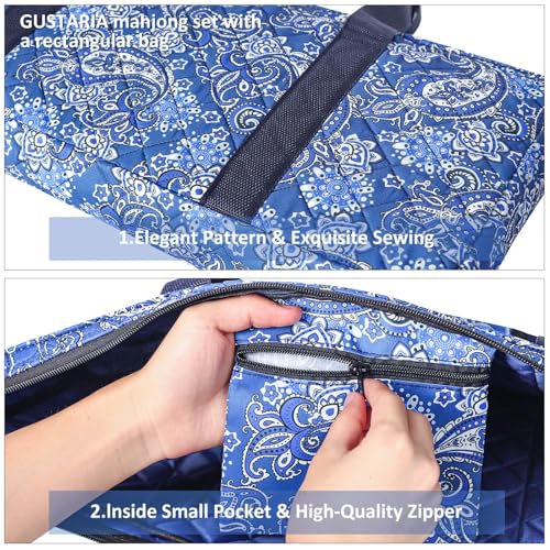 Bolsa suave azul para Mahjong americano con dos fundas miniatura 5