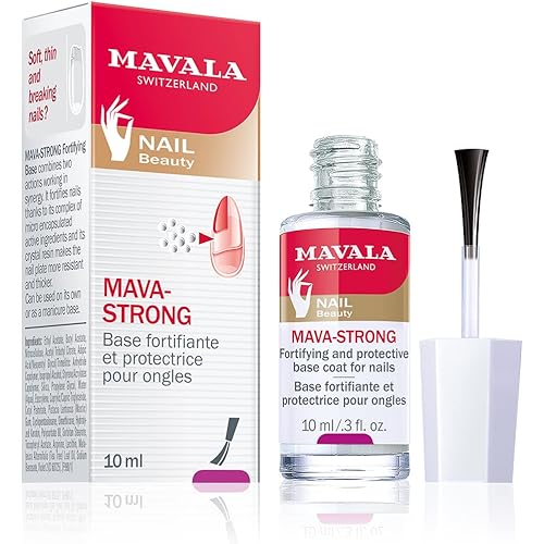 MAVALA Mava-Strong Fortifying Base Coat | Healthy Nails | Strengthens and Protects Damaged Nails | Reduces Micro-Flaking and Dehydration | Colorless, Shiny 0.3 Ounce