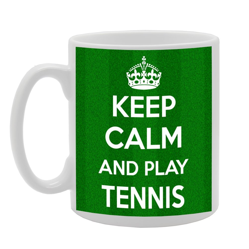 Coralgraph Inc Men's White Mg559 Keep Calm And Play Tennis Novelty Gift Printed Tea Coffee Ceramic Mug