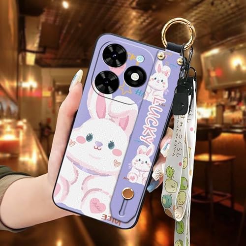 Phone Case Compatible with infinix Smart10 HD/X6525D, Ring Wrist Strap Shockproof Back Cover Wristband Silicone Durable Protecti
