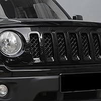Vista 6 de 7 piezas de insertos de parrilla delantera con cubierta de rejilla para Jeep Patriot 2011-2016 (negro)